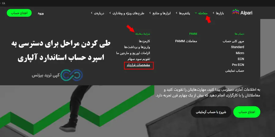 اسپرد حساب استاندارد آلپاری - نرخ اسپرد حساب استاندارد الپاری