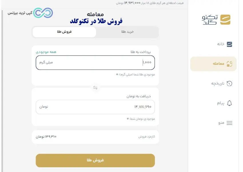 فروش طلا در تکنوگلد - پلتفرم تکنوگلد - تکنو گلد چیست