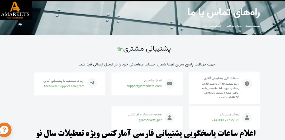 بروکر آمارکتس - پشتیبانی فارسی آمارکتس - بروکر amarkets