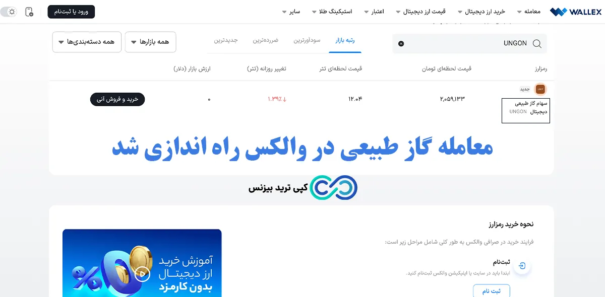 صرافی والکس - نماد UNGON در والکس